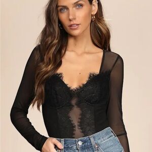 Elegant Black Lace Sheer Top